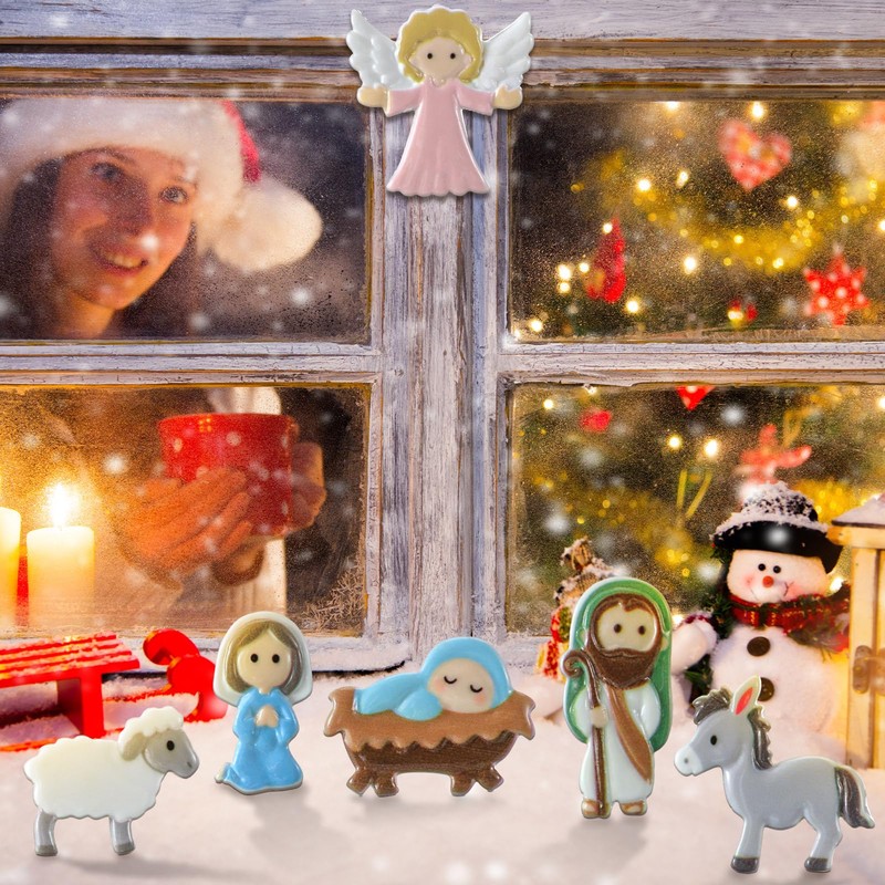 Cinnvoice 60 Pcs Christmas Nativity Sets for Crafts Mini Nativity