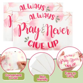 Geyee 100 Pcs Bible Verse Pocket Tissues Travel Packs Bulk Individual Travel Size Mini Slim Christian Facial Tissues Always Pray Never Give up for Toilet Wedding Party Daily Use