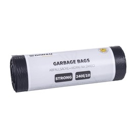 Bin Liners 240 L - Pack of 10 Bin Liners / 1 Roll Basic/LDPE 30 microns / Black for Home and Office / for Household Waste for the Office