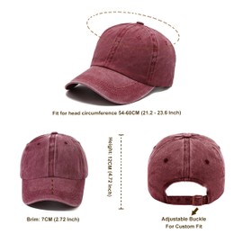 12Pieces Vintage Washed Baseball Caps for Women Men Distressed Twill Adjustable Dads Hats Unisex Style (Burgundy)