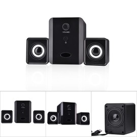 Gavigain Surround Computer Speakers Mini Multimedia Speaker System with USB Wired Bass Stereo Music Player for Music, Movies, Gaming for PCs, Laptops, DVDs, TVs, Tablets Black