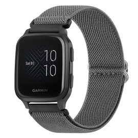 Elastic Watch Straps Compatible with Garmin Venu/Garmin Venu Sq/Garmin Venu Sq 2/Garmin Venu 2 Plus, Adjustable Soft Elastic Stretch Breathable Strap for Garmin Venu SQ Music (Gray)