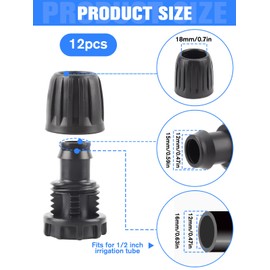 Kalolary 12Pcs 1/2 Inch Drip Irrigation Fittings End Plugs for 16mm Irrigation Tubing, Drip Line Goof Plug Connectors for Sprinkler Garden Lawn System