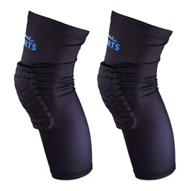 VSPORTS Basketball Knee Pads for Kids Long Leg Sleeves Compression Leg Sleeve for Wrestling Volleyball Protector Gear for Youth Girls Women Men Kids Boys Adult Black Medium 2 PC Pack