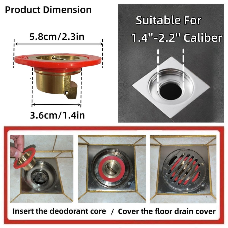 COLDDD Downspout Universal Brass Floor Drain core, Shower Floor Drain