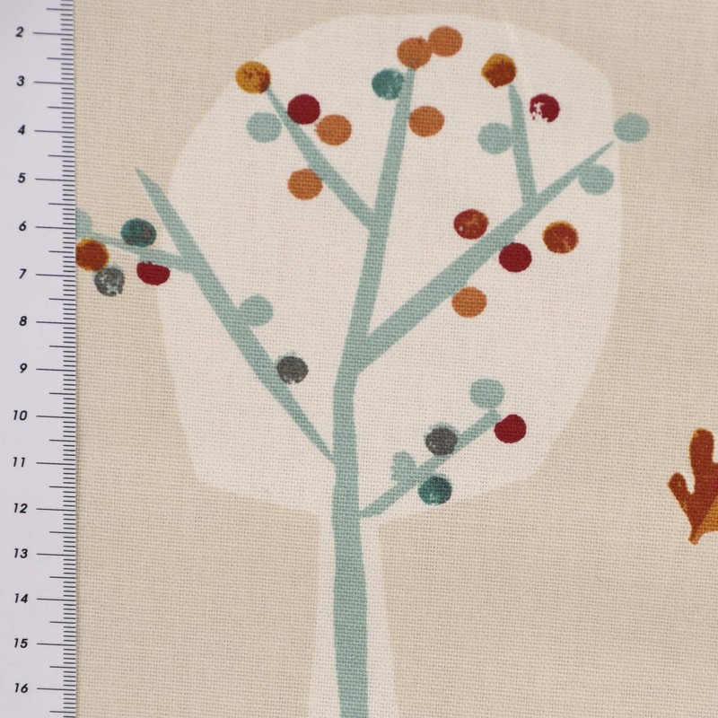 Prestigious Textiles Decorative Fabric Cotton Herbie Butterscotch Forest Animals Beige
