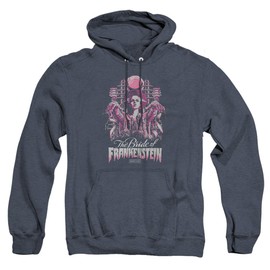 Universal Monsters Bride of Frankenstein Poster Unisex Adult Pull-Over Heather Hoodie, Navy Heather, Small