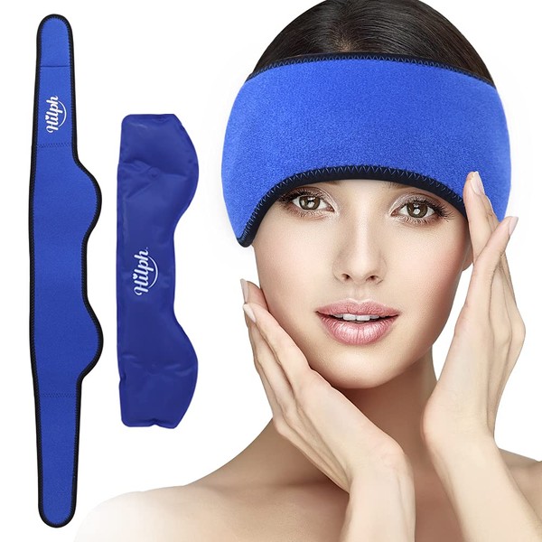 Hilph Headache Ice Pack Migraine Ice Head Wrap, Reusable Head Cold Pack Forehead Ice Pack for Migraine Relief, Headache Tension, Sinus Pain, Chemo, Stress Relief