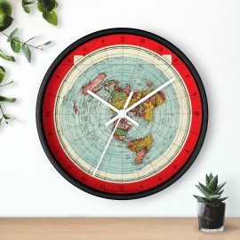 SKREW Gleason's 1892 New Standard Map of the World Flat Earth Wall Clock - Wooden, White, 10"