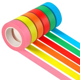 Ling-Luo Colored Masking Tape – 6 Roll Multi Pack – 66 Feet x 0.6 Inch of Colorful Craft Tape – Vibrant Rainbow Colored Painters Tape – Great for Arts & Crafts, Labeling and Color-Coding