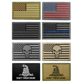 WZT Bundle 8 Pieces American Flag Tactical Morale Military Patch Set
