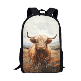 Highland Scottish Cow School Backpack For Girls Boys Kids,Lightweight Elementary Student Bookbag Perfect for Back to School