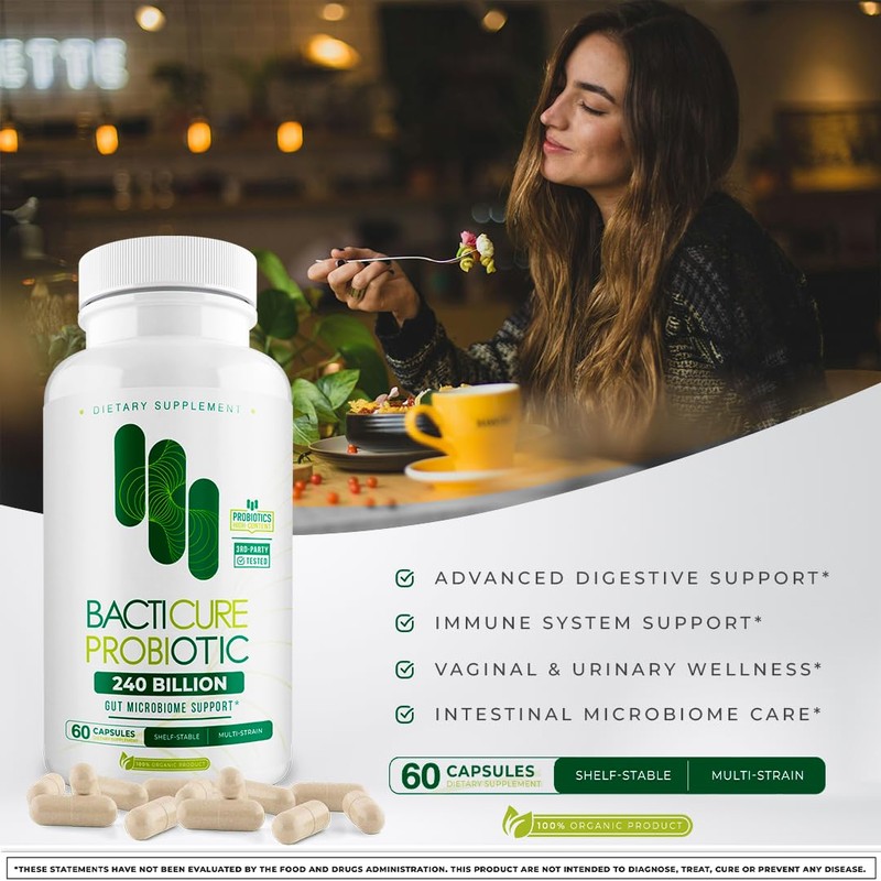 BACTICURE Original Probiótico Natural probiotic,Capsule,60 count