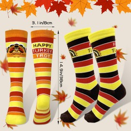BleSky 2 Pairs Turkey Socks - Funny Turkey Trot Socks for Women & Men - Thanksgiving Holiday Gifts