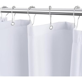 White Fabric Shower Curtain,Hotel Quality Shower Curtain Liner,Heavy Duty Cloth 12 G,Water Repellent Shower Liner,Machine Washable 72 x 72 Inches