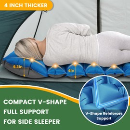 Oramoose Inflatable Camping Mat, Ultra-Lightweight Sleeping Pad with Built-in Pillow & Foot Pump, Camp Pads for Backpackers, Hikers & Outdoor Enthusiasts, Easy to Carry, Gifts