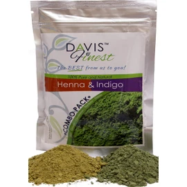 Davis Finest Henna Indigo Combo Kit - Chemical-Free Hair & Beard Color – 100% Pure Henna Powder and Indigo Powder Hair Coloring for Brown/Black Hair/Beard Dye