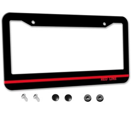 Thin Red Line License Plate Frame - Red License Plate Holder for Men Women Aluminum Metal Car Accessories Decoration Auto Tag Frame Size 12.3“ x 6.3” Universal for US Canada Vehicles