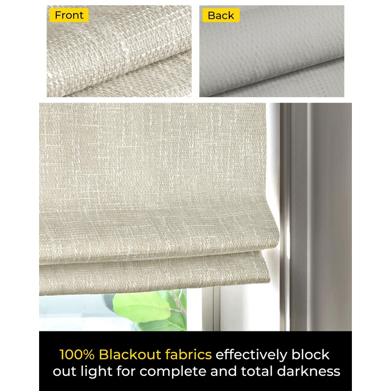 No Tools No Drill Cordless Roman Shades for Indoor Windows