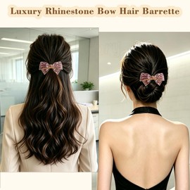 Luxury Large Rhinestone Bow Hair Barrette, Purple