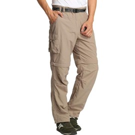 JOMLUN Men’s Hiking Pants Zip Off Cargo Pants Lightweight Quick Dry Convertible Outdoor Shorts Khaki