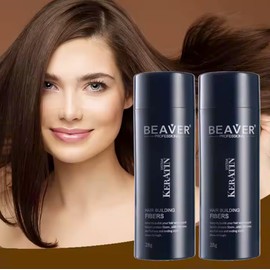Beaver Hair Building Fibers – Instantly Conceal Thinning Hair & Bald Spots – Natural Keratin Hair Thickening Powder for Men & Women (28g - Black)