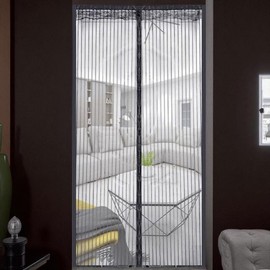 Magnetic No-Drill Silent Entrance Screen Door with Velcro, 100x210cm, Black White