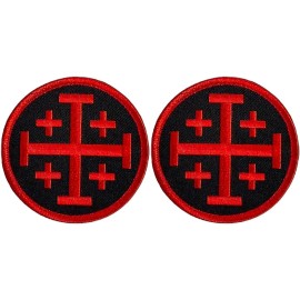Jerusalem Cross Crusader Infidel Templar Knight Patch - 2PC  HOOK BACKING 3"x3"