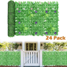 No. 24Pcs 15'' X 11''Artificial Grass Wall Panels Fence Privacy Screen Wall Backdrop