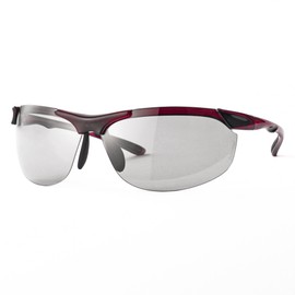 E-FIT EF-S207 Sports Sunglasses, Ultra Lightweight Model, Asian Fit, UV Protection, Blue Light Reduction, Case Set, clear wine/black