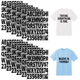 12 Sheets 612 Pieces Iron on Letters and Numbers for Clothing,Large 2 Inch Iron on Letter Patches with PU Heat Transfer Alphabet Adhesive Stickers for Fabric T-Shirt Jersey DIY Craft-Black