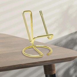 Auralux 4 Pcs Expositor de Tarjetas de Visita de Metal Dorado, Soporte para Tarjetas de Presentación y Teléfono, Organizador de Escritorio Moderno para Oficina, Negocio o Hogar (Oro reluciente)