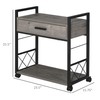 HOMCOM Industrial End Table with Drawer and Bottom Shelf, Mobile