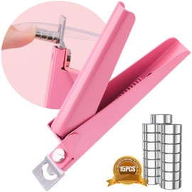 Light Pink Metal Premium Nail Clippers with Magnets Sizers for Acrylic Nails, Artificial Fake Nail False Nail Tip Cutter Trimmer Manicure Pedicure Sharp Blade Clip Tool for Salon Home Art Beauty