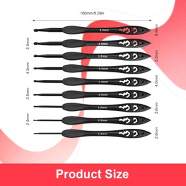 0XBIT Crochet Hooks Set, 9 Pieces Classic Black Crochet Hook, Vintage Black Crochet Hook, 2 mm - 6 mm Crochet & Knitting, Lightweight Aluminium Crochet Hooks for DIY and Beginners