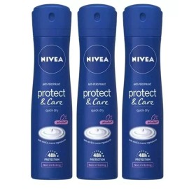 Nivea Protect & Care Alcohol Free Antiperspirant Spray  5oz (Pack of 3)