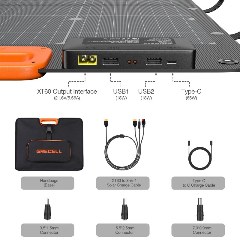 GRECELL Peak 600W Power Station Portable Solar Generator/ 120W Foldable