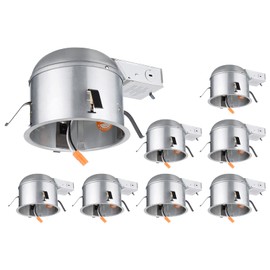 TORCHSTAR 8 Pack 6 Inch Remodel Recessed Lighting Housing, Shallow IC Rated AirTight 120-277V Can, Max 20W Compatible, TP24 Connector, ETL Listed, Damp Location