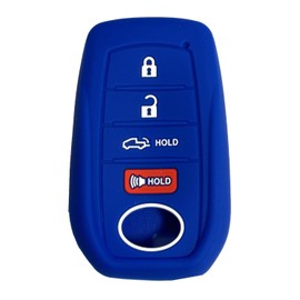 Key Fob Cover for Highlander Corolla: 4 Buttons Silicone Remote Case Protector Fit for Toyota Prius Land Cruiser Tundra RAV4 Camry XSE SE Tacoma Grand Highlander HYQ14FBX 2314513041 2019 to 2024 Blue