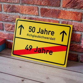 50th Birthday Place Sign, Pack of 2, 1mm PVC, 30 x 20 cm, Joke Item for Birthday Gift, Birthday Surprise 50 Years Sign, Birthday Decoration, Funny Notice Sign Fifty