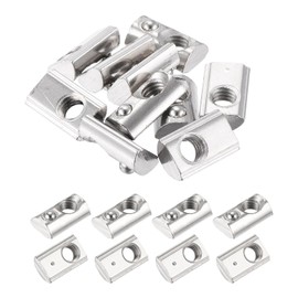 uxcell 15Pcs M5 T Spring Nut Fastener Carbon Steel Nickel Plated Half Round Roll in Spring T Slot Nut for T-Slot Aluminum Profile 3D Printer, CNC Router 2020 Series
