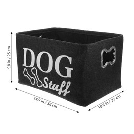 Alipis 1Pc Dog Toy Storage Basket - Durable Felt Organizer Box for Pet Toys, Living Room, Dark Grey
