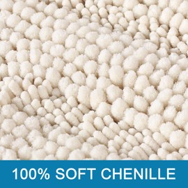 H.VERSAILTEX H.VERSAILTEX Bath Rugs for Bathroom Non Slip Bath Mats Extra Thick Chenille Striped Rug 20" x 32" Absorbent Non Skid Fluffy Soft Shaggy Washable Dry Fast Plush Mat for Indoor, Bath Room, Tub - Ivory