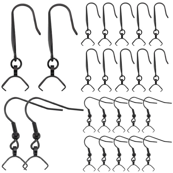SUNNYCLUE 1 Box 40Pcs Black French Earring Hooks with Pinch