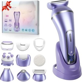 3.0 Women Face Epilator, 7-in-1 Rechargeable Facial Hair Remover with LED Battery Display, Facial Shaver for Face, Eyebrow, Nose Trimmer (White)