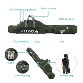 Mingzhe 100cm/130cm/150cm Fishing Bag Portable Folding Fishing Rod Reel Bag Fishing Pole Gear Tackle Tool Carry Case Carrier Travel Bag Storage Bag Organizer