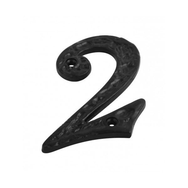Dzina Door Number Numeral '2' 100mm (4 Inch) Antique Black,