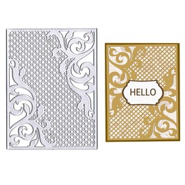 Hying Flowers Leaves Frame Cutting Dies for Card Making, Rectangular Shaped Frame Die Cuts Hollow Plaid Grid Dies Stencils Embossing Template for Craft Scrapbooking DIY Photo Album Decorations