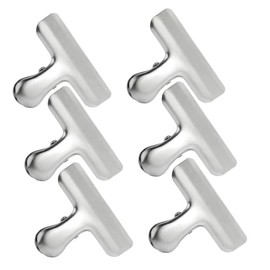 6 Pack Stainless Steel Bag Clips, 3 Inch Heavy Duty Chip Food Clips, Metal Hinge File Clamps for Kitchen and Office