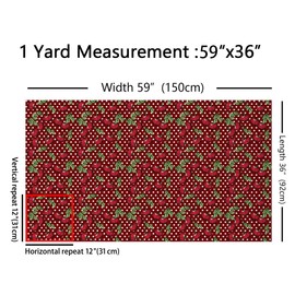 Tela de cereza roja de The Yard, tela decorativa de graffiti de frutas dulces tropicales a mano, proyectos de bricolaje para el hogar, lindos lunares rojos y blancos precortados, 1 yarda precortada